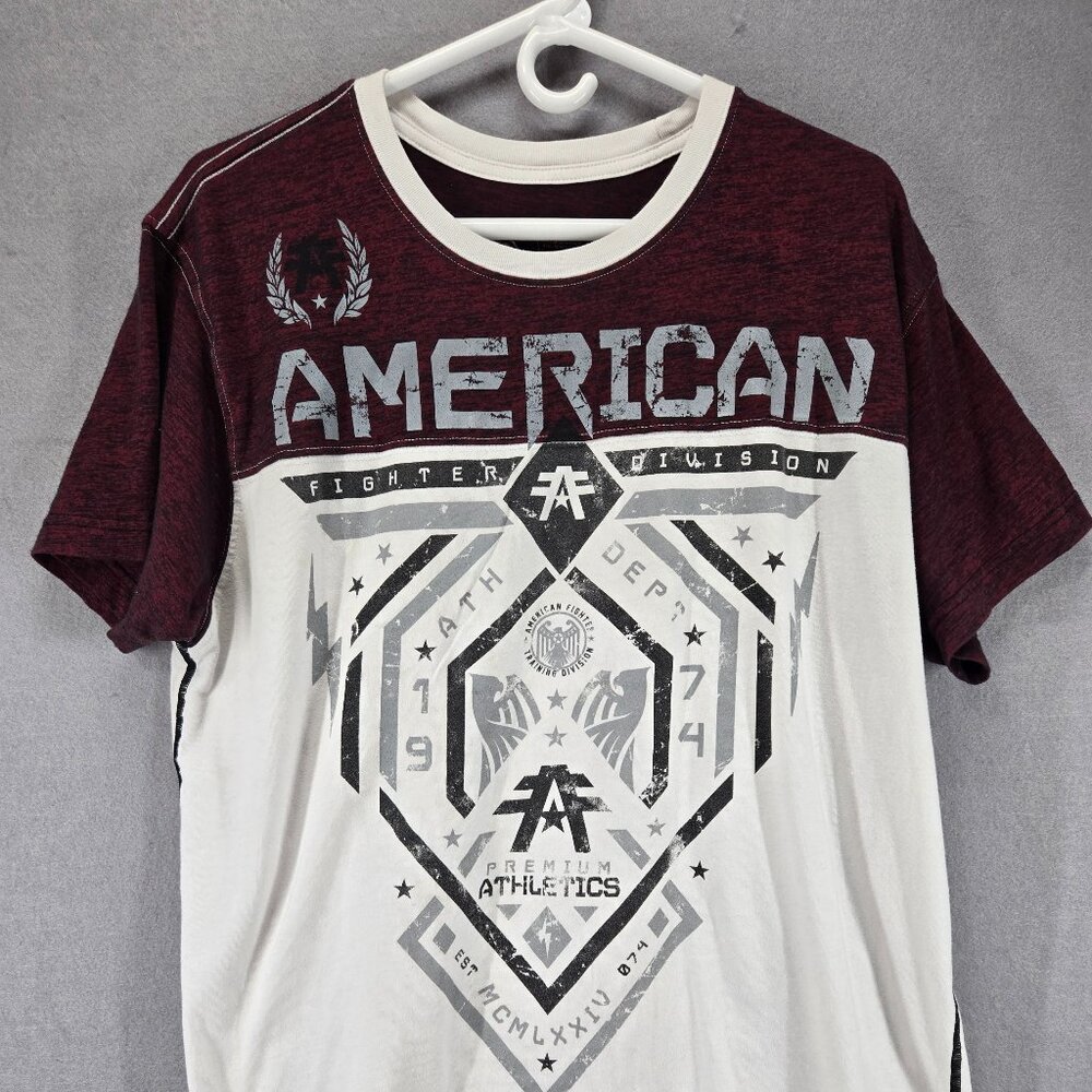 American Fighter Men's T-Shirt, Red Heather/Cream, XL, Short Sleeve